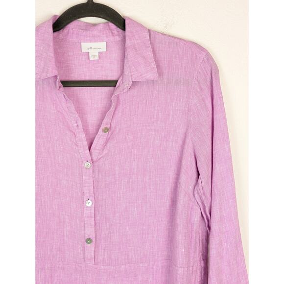 J Jill Love Linen Top Roll Tab Popover Lilac Purple Pink Spring Summer Size XS - Picture 3 of 11